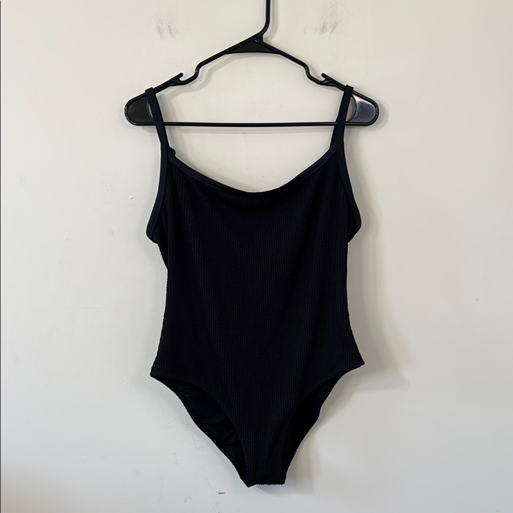 Aerie Crinkle Scoop Full Coverage One Piece Black Bathing Suit Size XL - Picture 2 of 12